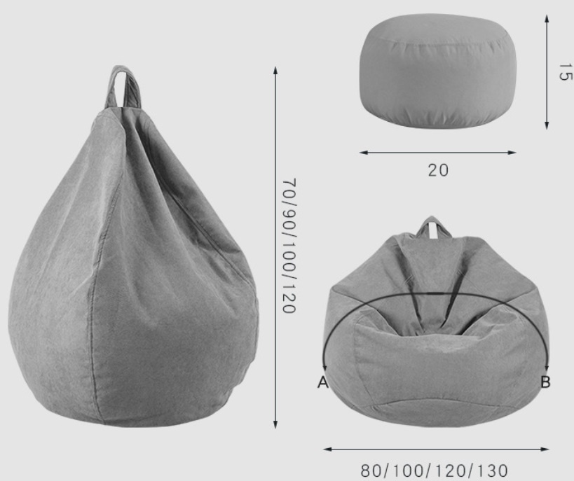 Beige Folding Bean Bag Chair Cover